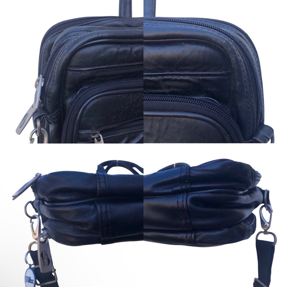 American Tourister Black Leather Laptop Bag - Picture 9 of 11